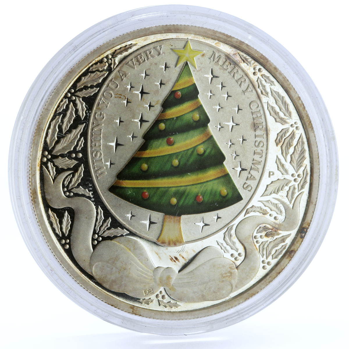 Tuvalu 1 dollar Merry Christmas Happy New Year Christmas Tree silver coin 2008