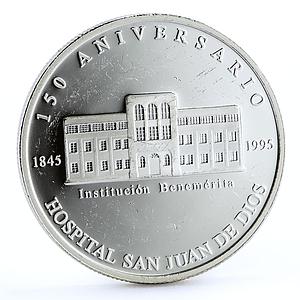 Costa Rica 3000 colones Hospital San Juan De Dios Building silver coin 1994