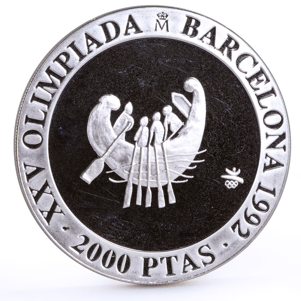 Spain 2000 pesetas Barcelona Olympic Games Rowing Boat Sports silver coin 1990