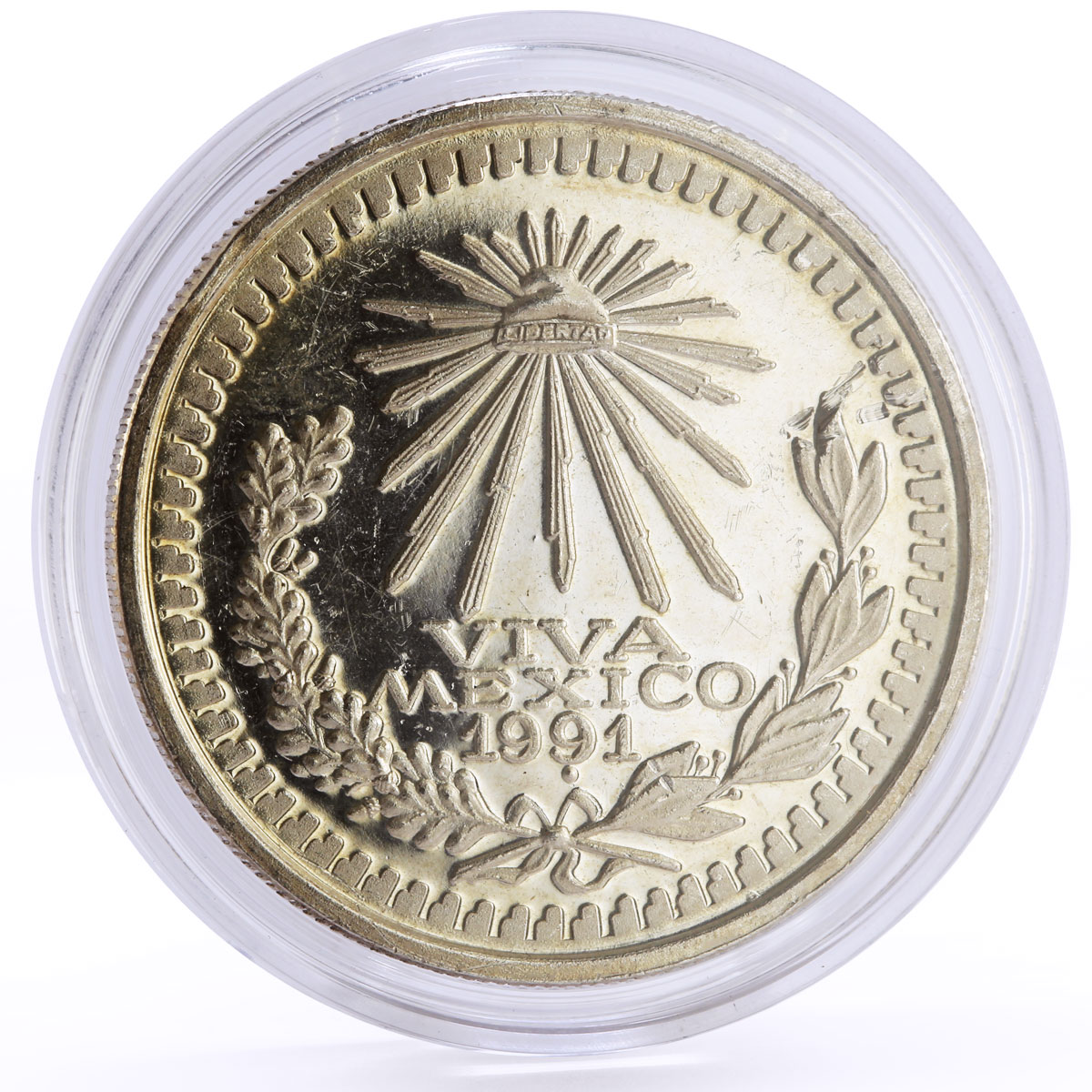 Mexico 1 onza Viva Mexico Libertad Freedom Independence silver coin 1991