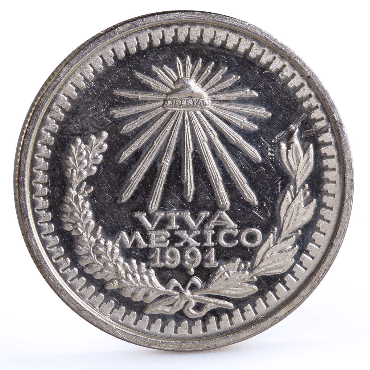 Mexico 1 onza Viva Mexico Libertad Freedom Independence silver coin 1991