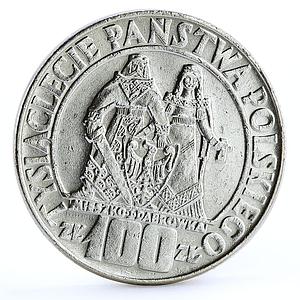 Poland 100 zlotych Polish State Millennium Royal Statues silver coin 1966