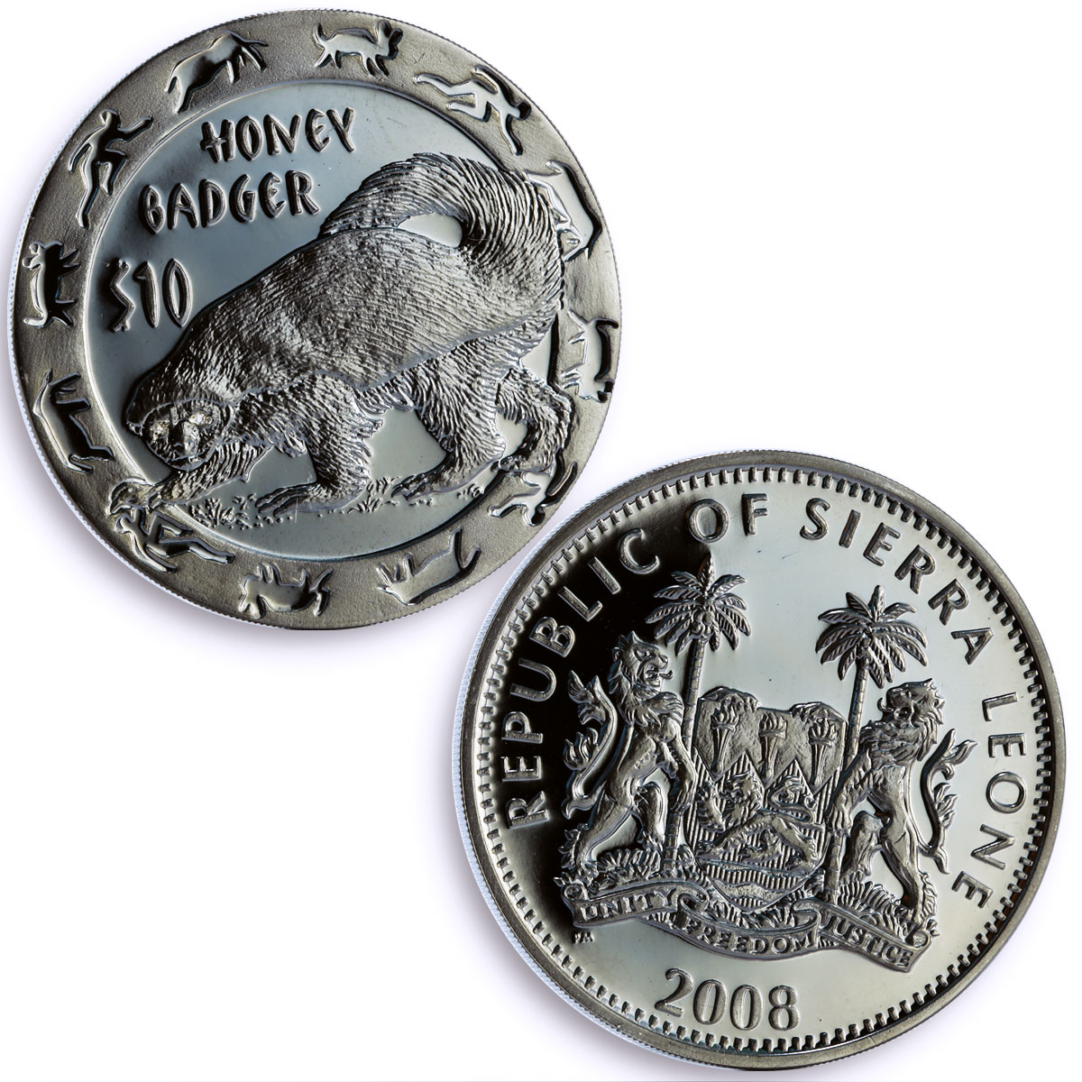 Sierra Leone set of 4 coins Nocturnal Animals African Fauna silver coins 2008