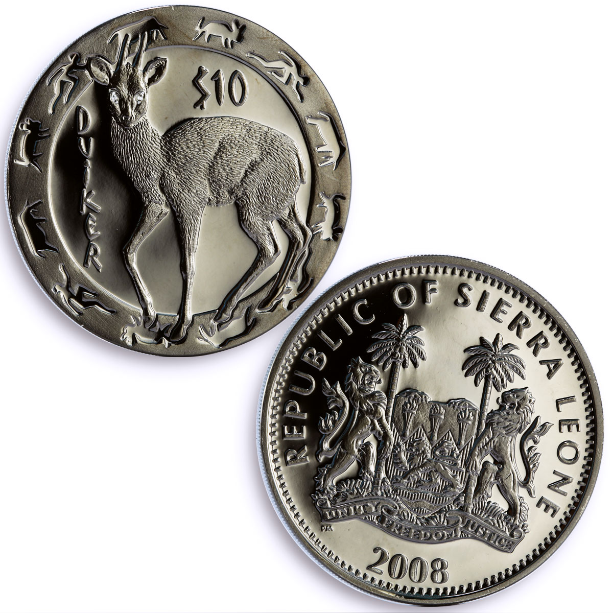 Sierra Leone set of 4 coins Nocturnal Animals African Fauna silver coins 2008