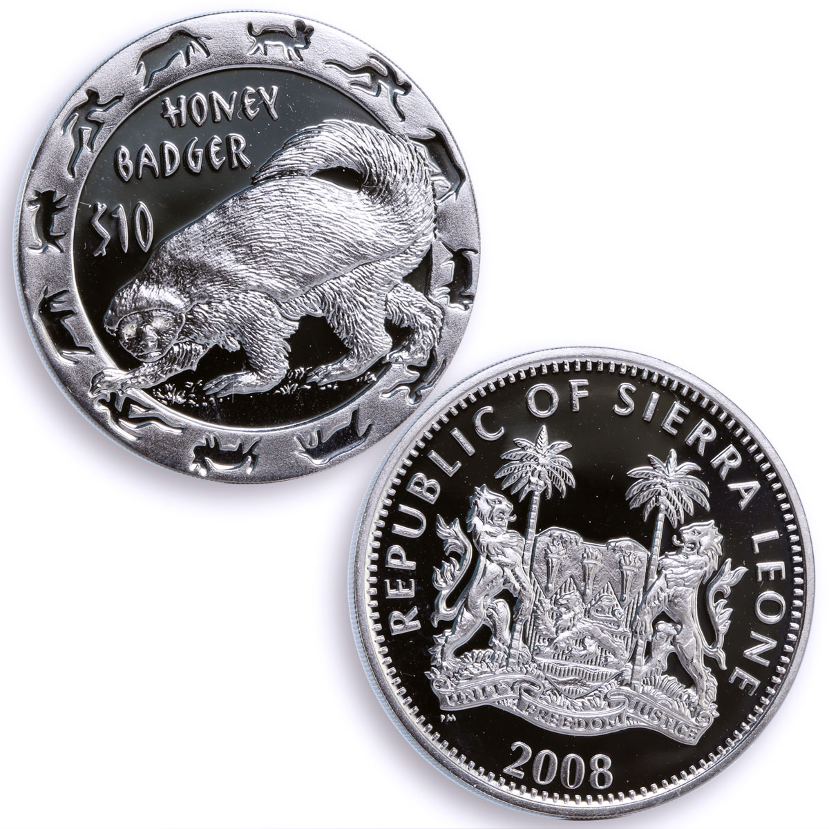 Sierra Leone set of 4 coins Nocturnal Animals African Fauna silver coins 2008