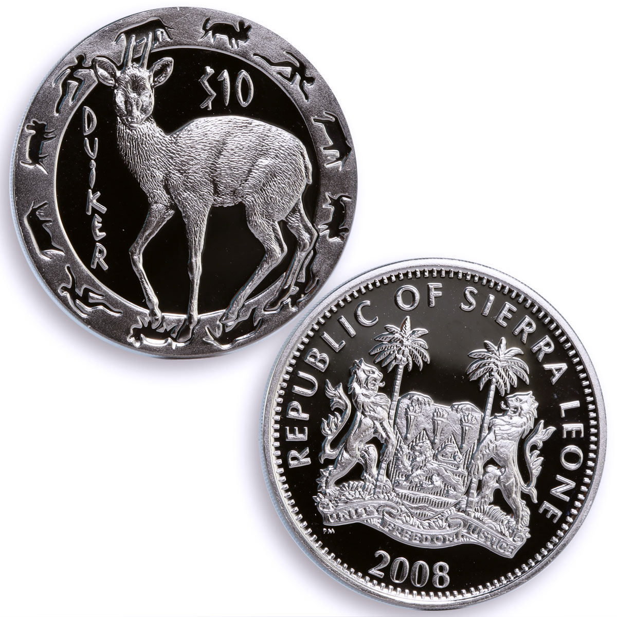 Sierra Leone set of 4 coins Nocturnal Animals African Fauna silver coins 2008