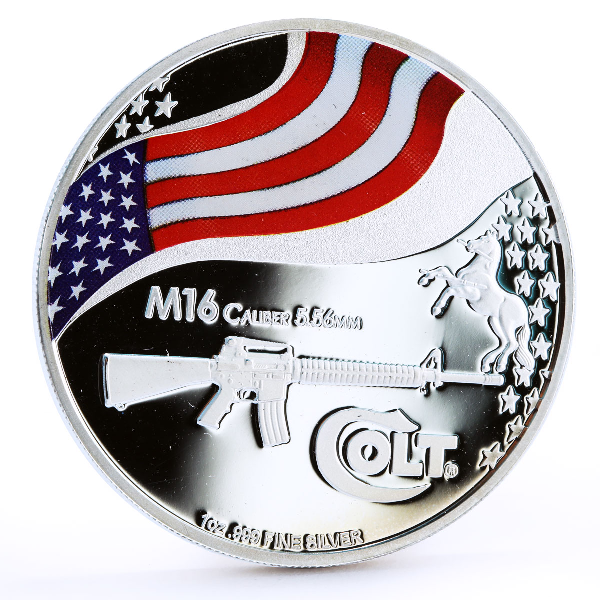 USA 5 dollars Legendary Weapons Colt M16 Automatic Rifle proof silver coin 2010