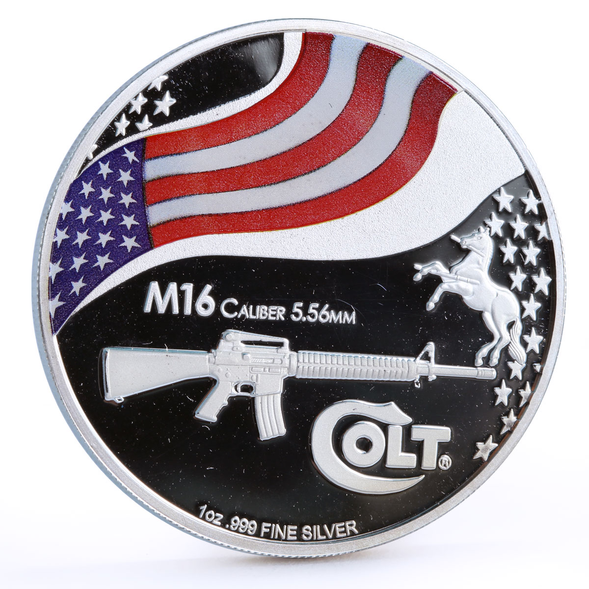 USA 5 dollars Legendary Weapons Colt M16 Automatic Rifle proof silver coin 2010