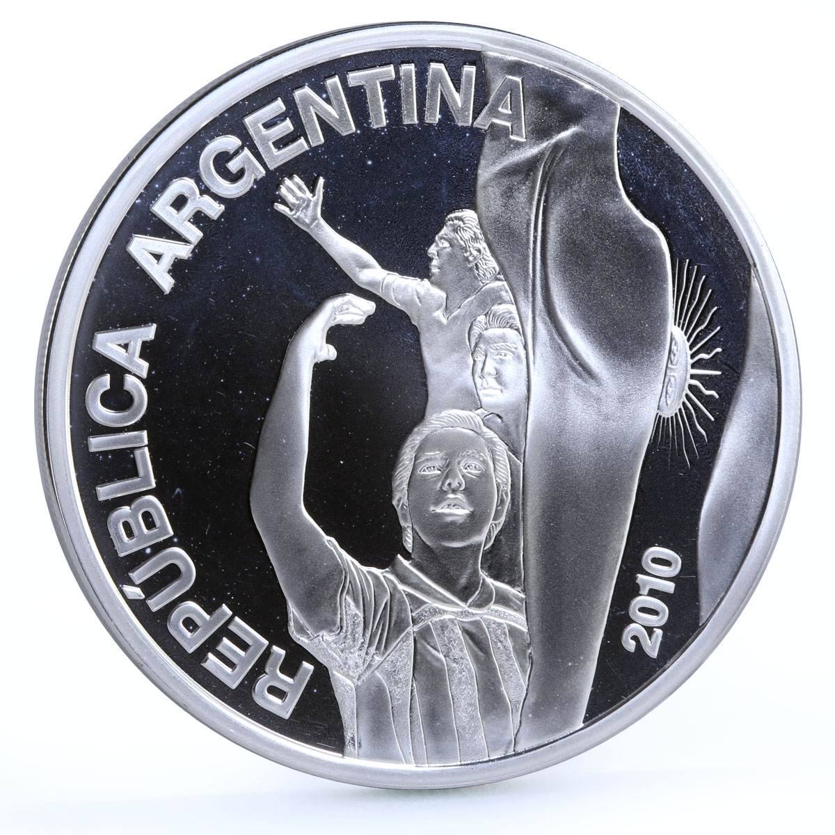 Argentina 5 pesos Football World Cup in South Africa Players silver coin 2010