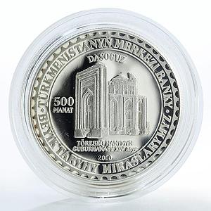 Turkmenistan 500 manat Torebek Khanum Mausoleum Dasoguz silver coins 2000