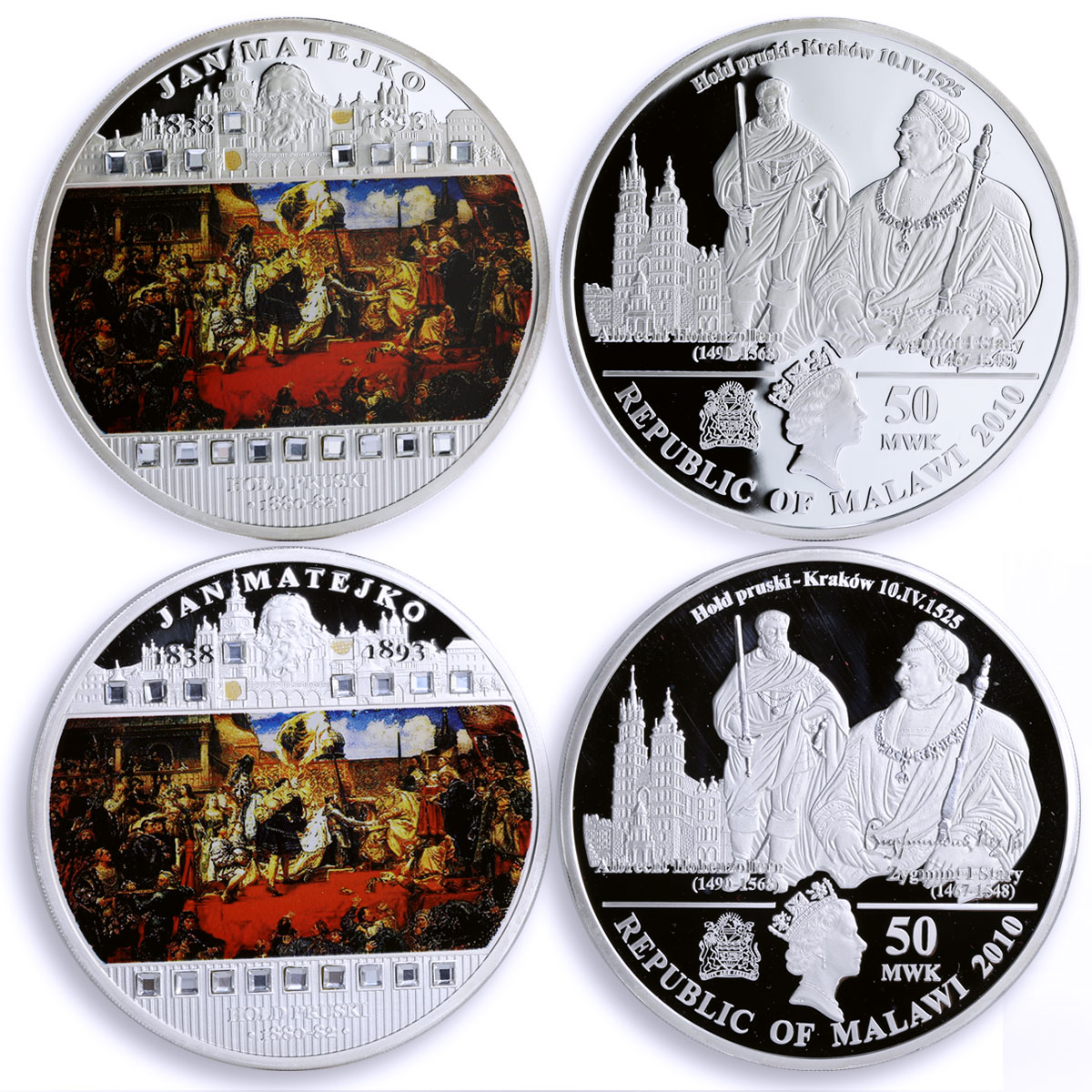 Malawi set of 6 coins Polish Painter Jan Matejko Art colored silver coins 2009