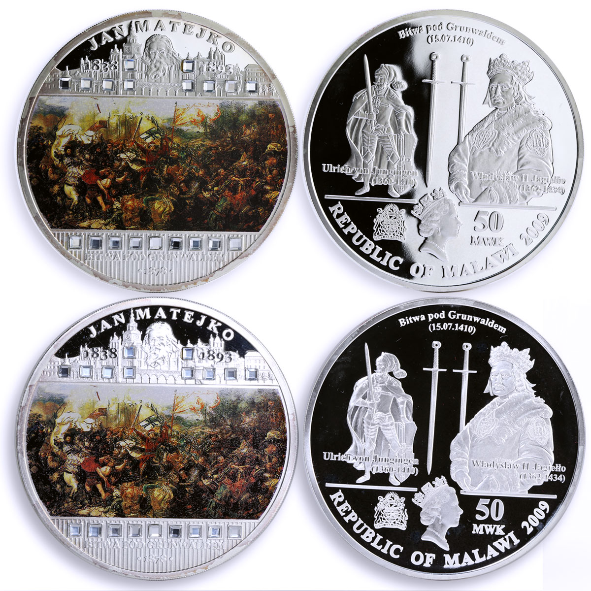 Malawi set of 6 coins Polish Painter Jan Matejko Art colored silver coins 2009