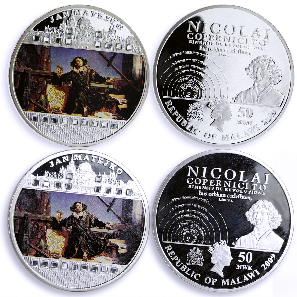 Malawi set of 6 coins Polish Painter Jan Matejko Art colored silver coins 2009