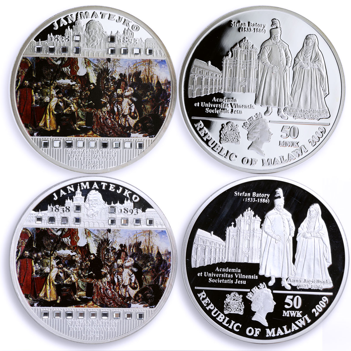 Malawi set of 6 coins Polish Painter Jan Matejko Art colored silver coins 2009