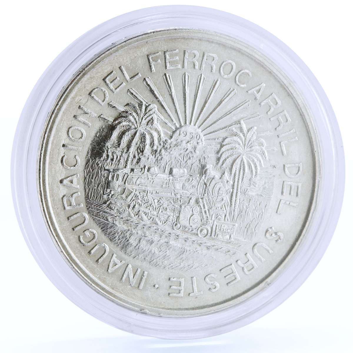 Mexico 5 pesos Opening of the Southeastern Railroad silver coin 1950