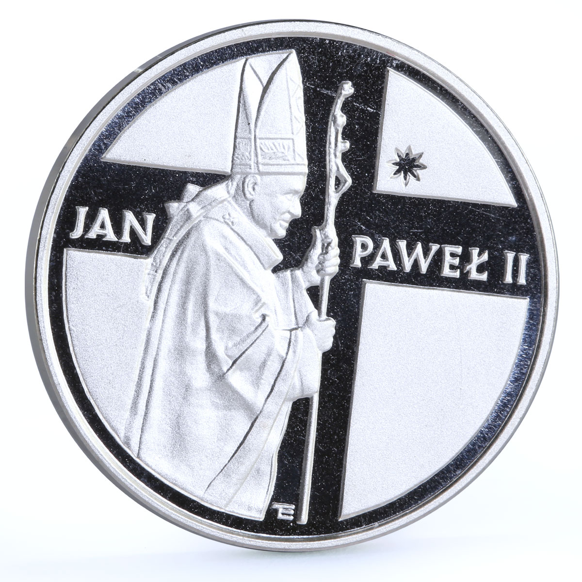 Poland 10000 zlotych Vatican Pope Jan Paul II proof silver piedfort coin 1989