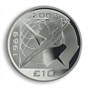 Alderney,10 Pound, CONCORDE 5th Anniversary, 5oz Silver, Proof, Royal Mint, 2008