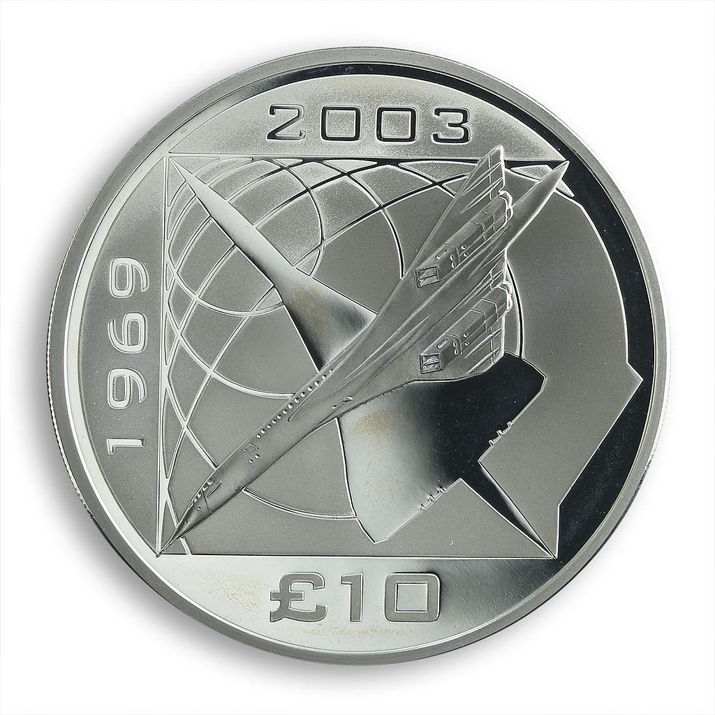 Alderney,10 Pound, CONCORDE 5th Anniversary, 5oz Silver, Proof, Royal Mint, 2008