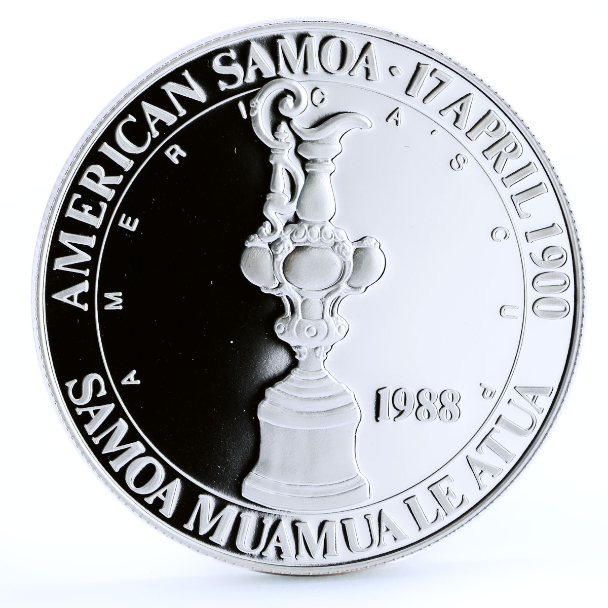 Samoa 25 dollars Americas Yachting Cup Sailboat Sports proof silver coin 1988