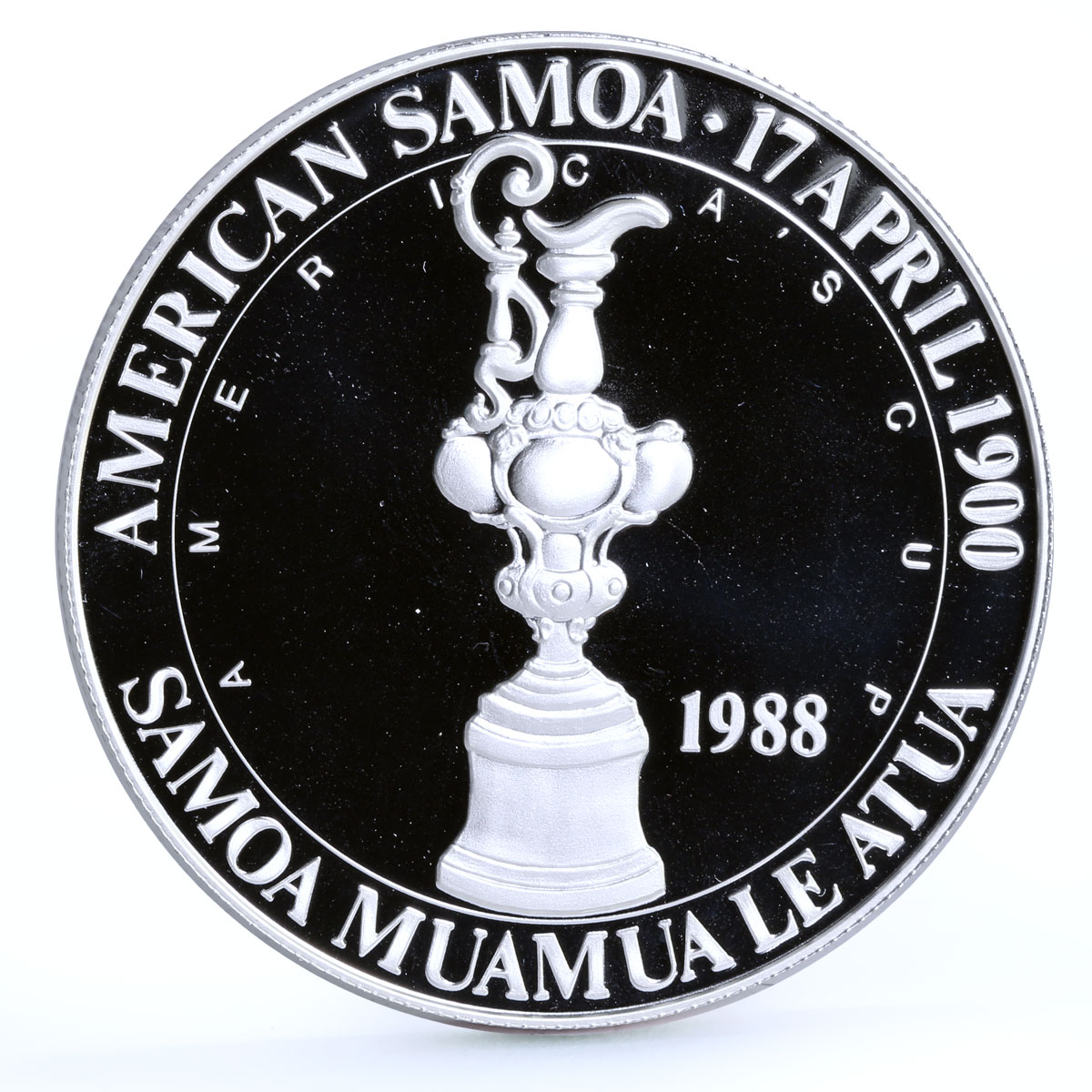 Samoa 25 dollars Americas Yachting Cup Sailboat Sports proof silver coin 1988