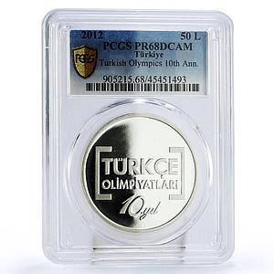 Turkey 50 lira Anniversary of Turkish Olympic Games PR68 PCGS silver coin 2012