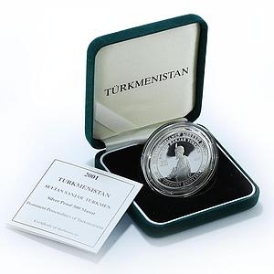 Turkmenistan 500 manat Sultan Sanjar Turkmenistan Seldjuk proof silver coin 2001