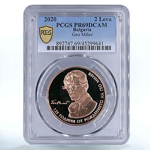 Bulgaria 2 leva National Poet Geo Milev Poetry PR69 PCGS copper coin 2020