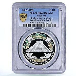 Andorra 10 diners World of Wonders Chichen Itza Temple PR69 PCGS Ag coin 2009