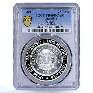 Argentina 25 pesos Historical Coins Patacon Moneda PR69 PCGS silver coin 2010