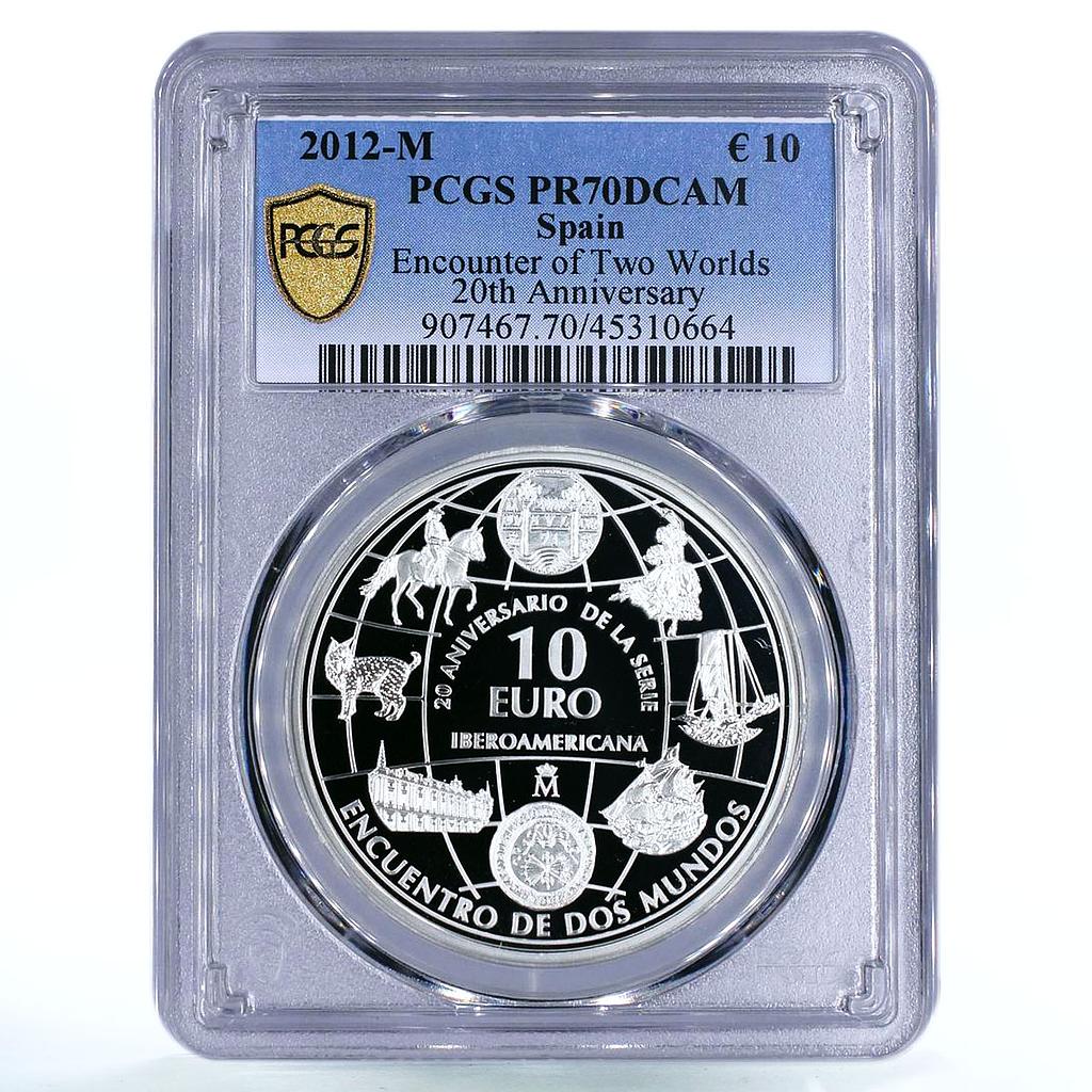 Spain 10 euro Encounter of Two Worlds Symbols PR69 PCGS silver coin 2012 Spain 10 euro Encounter of Two Worlds Symbols PR69 PCGS silver coin 2012