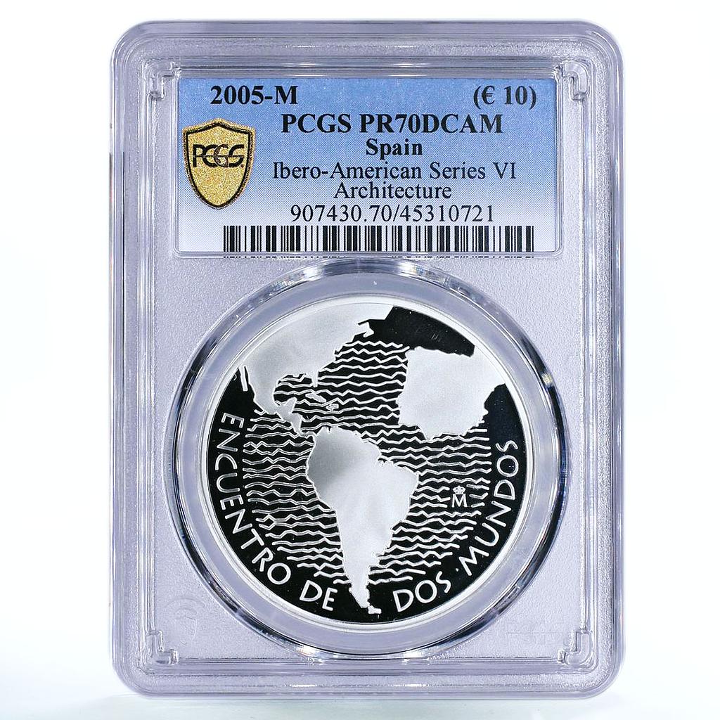 Spain 10 euro Encounter of Two Worlds Architecture PR70 PCGS silver coin 2005