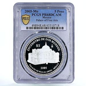 Mexico 5 pesos Palace of Fine Arts Architecture PR68 PCGS silver coin 2005