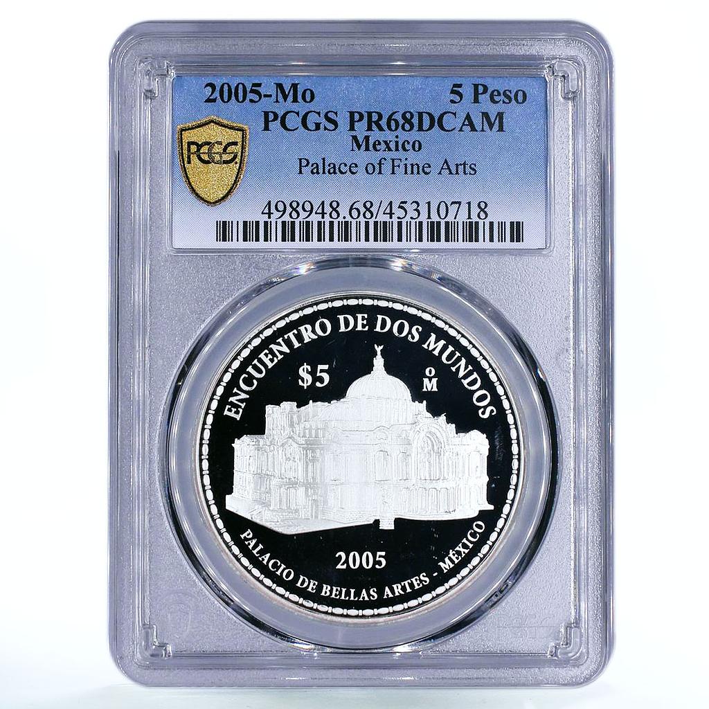Mexico 5 pesos Palace of Fine Arts Architecture PR68 PCGS silver coin 2005