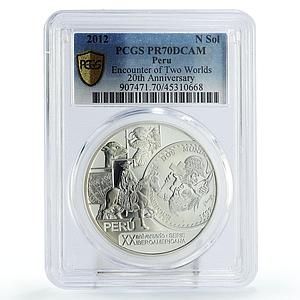 Peru 1 sol Encounter of Two Worlds Ritter Indians PR70 PCGS silver coin 2012