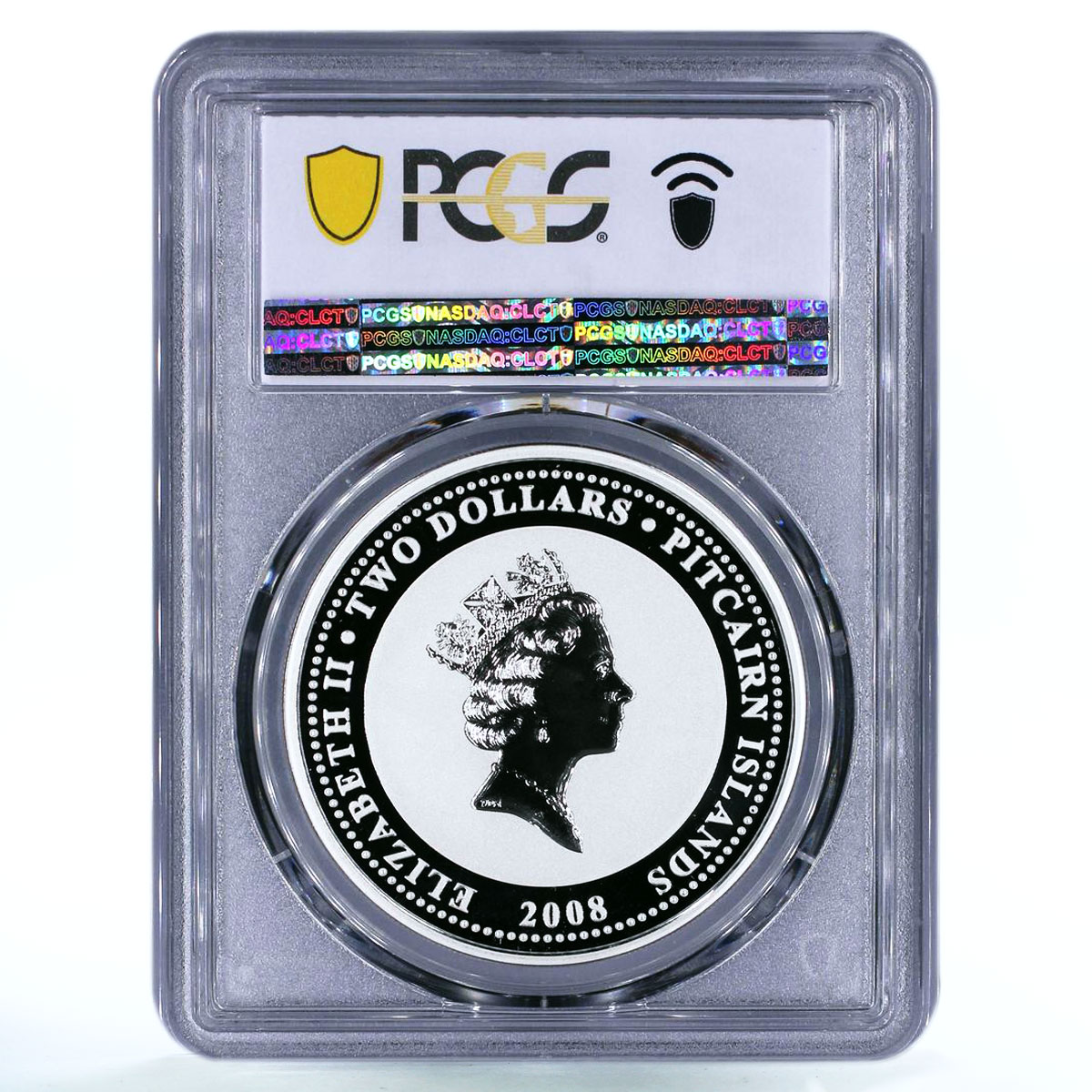 Pitcairn Islands 2 dollars Lunar Calendar Year of the Rat SP69 PCGS Ag coin 2008