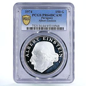 Paraguay 150 guaranies Science Albert Einstein PR64 PCGS silver coin 1974