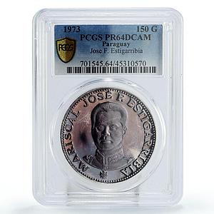 Paraguay 150 guaranies Jose Felix Estigarribia PR64 PCGS silver coin 1973