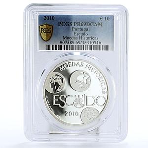 Portugal 10 euro Historical Coins Escudo Moneda Ship PR69 PCGS silver coin 2010