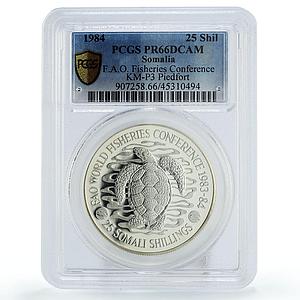 Somalia 25 shillings FAO Conference Turtle PR66 PCGS silver piedfort coin 1984