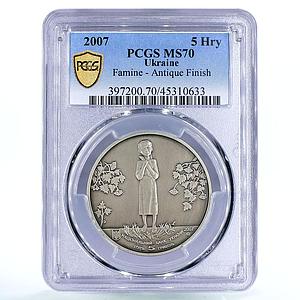 Ukraine 5 hryvnias Holodomor Famine Pople Tragedy MS70 PCGS NiAg coin 2007