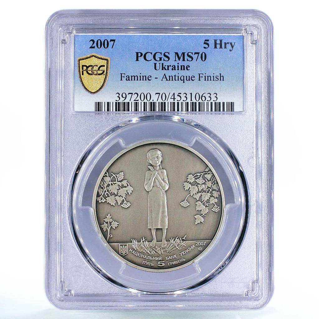 Ukraine 5 hryvnias Holodomor Famine Pople Tragedy MS70 PCGS NiAg coin 2007