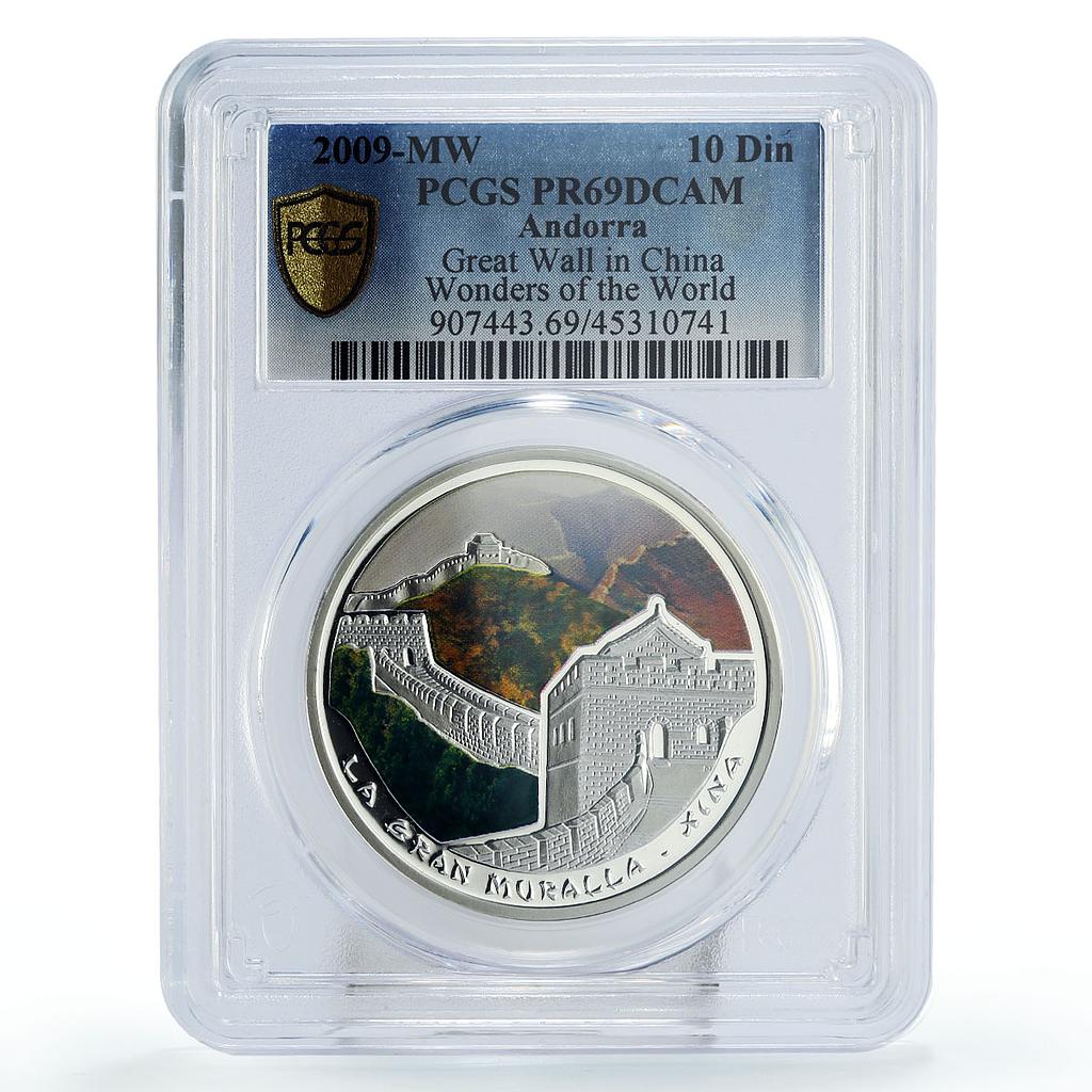 Andorra 10 diners World of Wonders Great Chinese Wall PR69 PCGS silver coin 2009