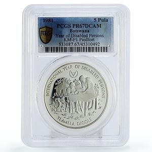 Botswana 5 pula Year Disabled Persons PR67 PCGS silver piedfort coin 1981