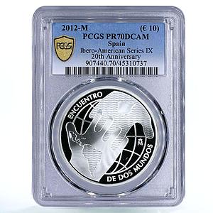 Spain 10 euro Encounter of Two Worlds Handshake Globe PR70 PCGS silver coin 2012