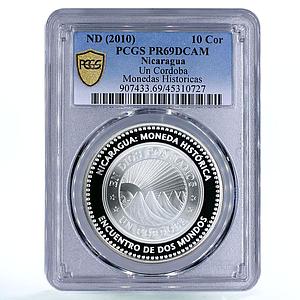 Nicaragua 10 cordobas Historical Coins Un Cordoba PR69 PCGS silver coin 2010