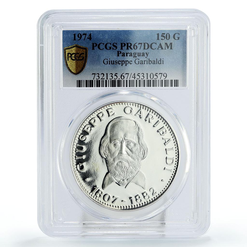 Paraguay 150 guaranies Politician Giuseppe Garibaldi PR67 PCGS silver coin 1974