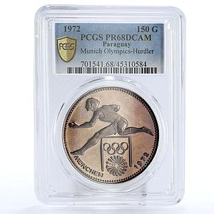 Paraguay 150 guaranies Munich Olympic Games Hurdler PR68 PCGS silver coin 1972