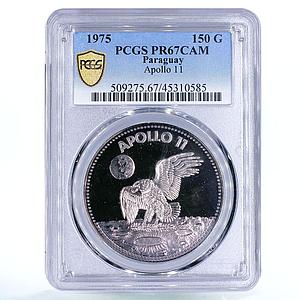 Paraguay 150 guaranies Space Ship Apollo 11 Eagle PR67 PCGS silver coin 1975