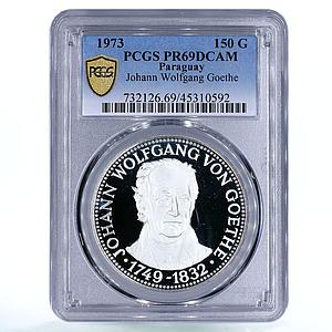Paraguay 150 guaranies Writer Johann Wolfgang Goethe PR69 PCGS silver coin 1973