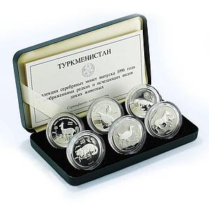 Turkmenistan set of 6 coins Red Book Endangered Wildlife Fauna silver coins 1996